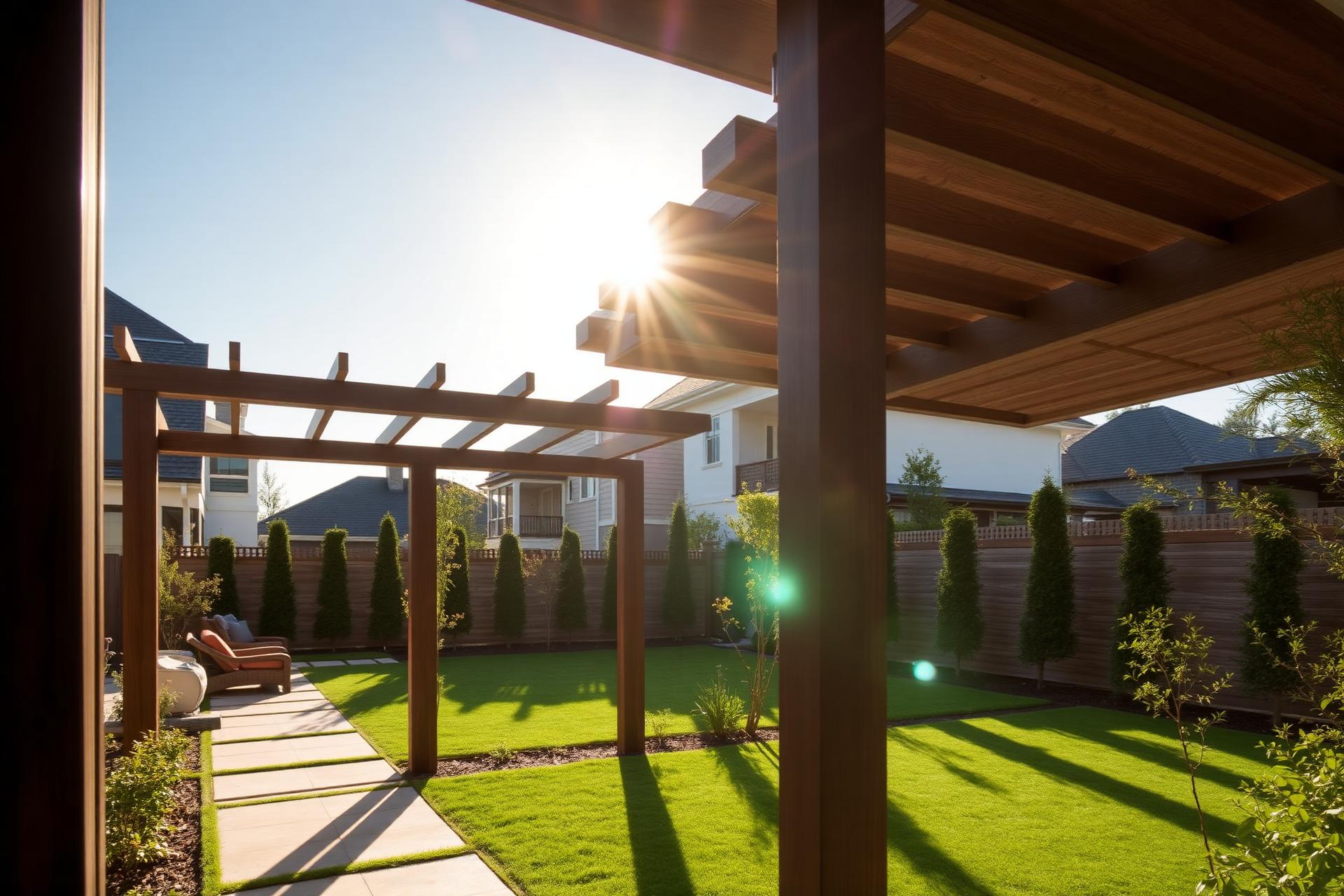 Prémium fa pergola elegáns kertben